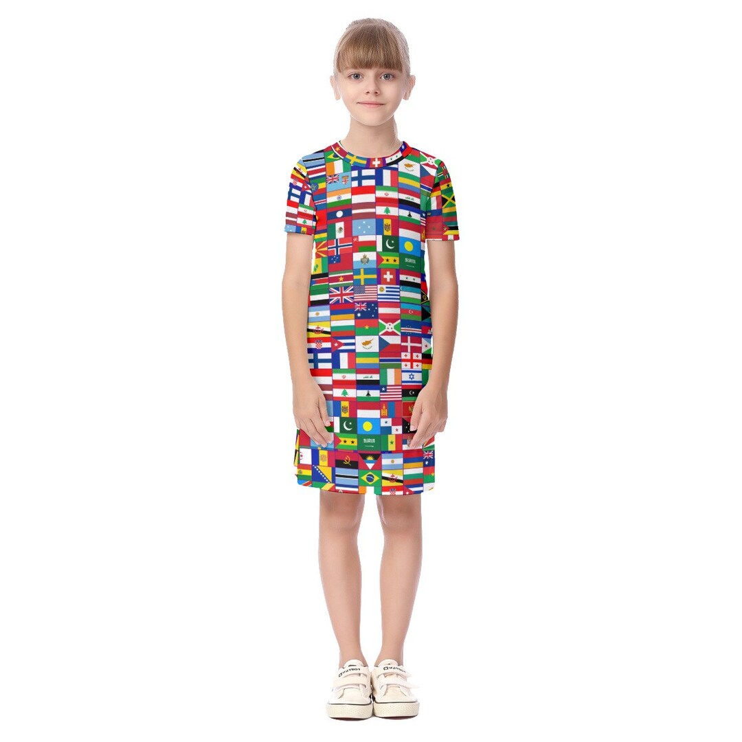 All Flags Dress, World Flags, Design, Girls, Children, Gifts Dress. - Etsy