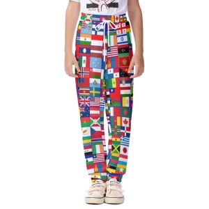 Tutte le bandiere Pantaloni bambino, Mondo, Bandiere, Design, Ragazze, Ragazzi, Adolescenti, Sport, Regali, Terra, Nazioni, Giorno, Scuola, Paese, Tutti, Uniti, Coesistono.