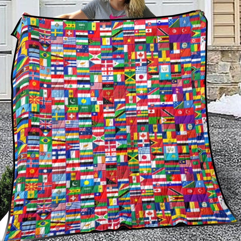 Flags Quilt, Print, Countries Flags, World Flag, Design, Nations, Earth, Coexist, Flags. image 2