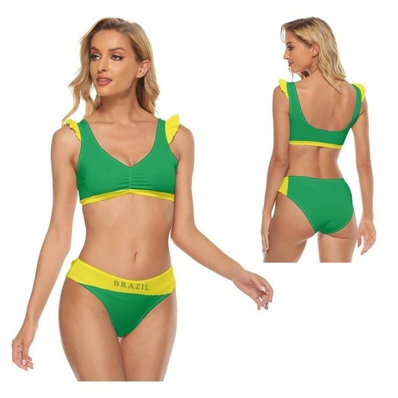 Brazilian Flag Women Bikini, Brazil Flag, Samba, Brazilian, Women, Ladies,  Teens, Girls, Apparel, Gifts, Beach, Sports, Wear, Carnival. 