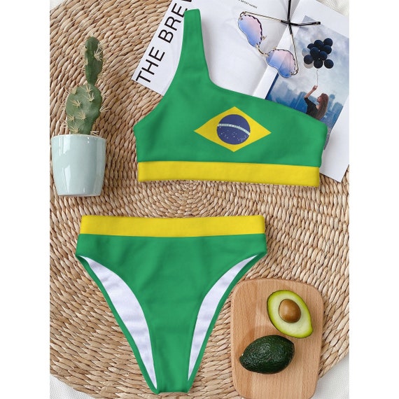 Brazilian Women's Bikini, Brazil, Flag, Women, Ladies, Teens, Girls, Gifts,  Print, Flags, Beach Wear, Sports Wear, Samba, Outfit, Design. -  Norway