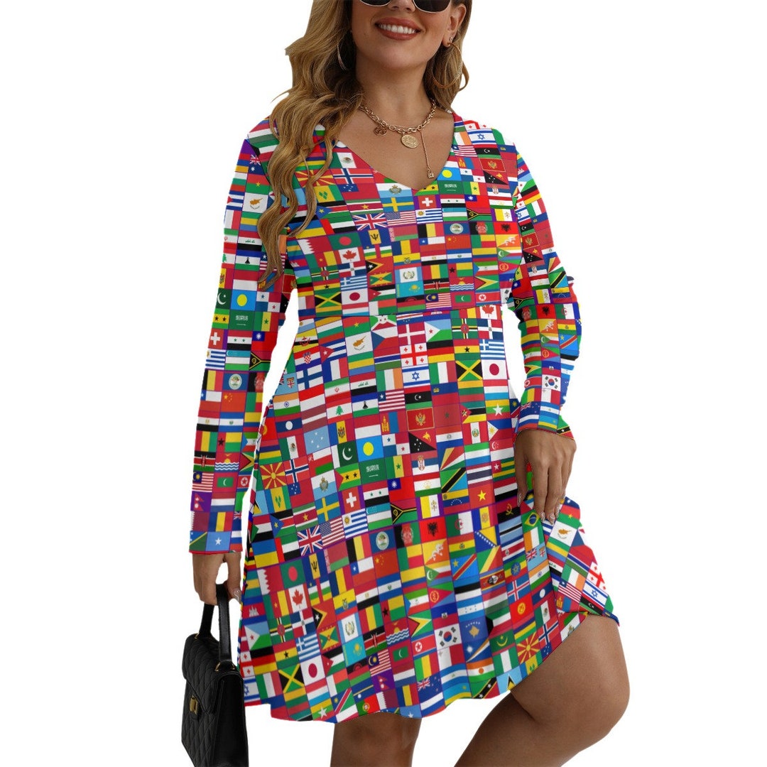 Flags Dress World Flag Design Ladies Teens Women Gifts Etsy