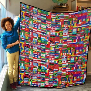 Flags Quilt, Print, Countries Flags, World Flag, Design, Nations, Earth, Coexist, Flags. image 1