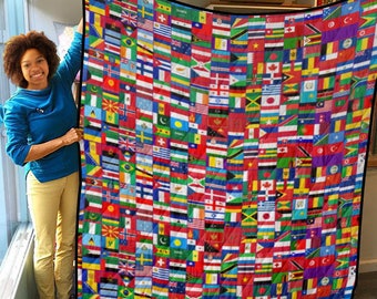 All Flags Quilt, Print, Countries Flags, World Flag, Design, All Nations, Flags.