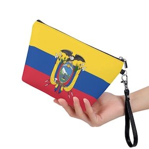 Bolsa de cosméticos com bandeira do Equador, alça preta, bandeira do Equador, design, senhoras, adolescentes, meninas, adultos, presentes, roupas, futebol, futebol, produtos