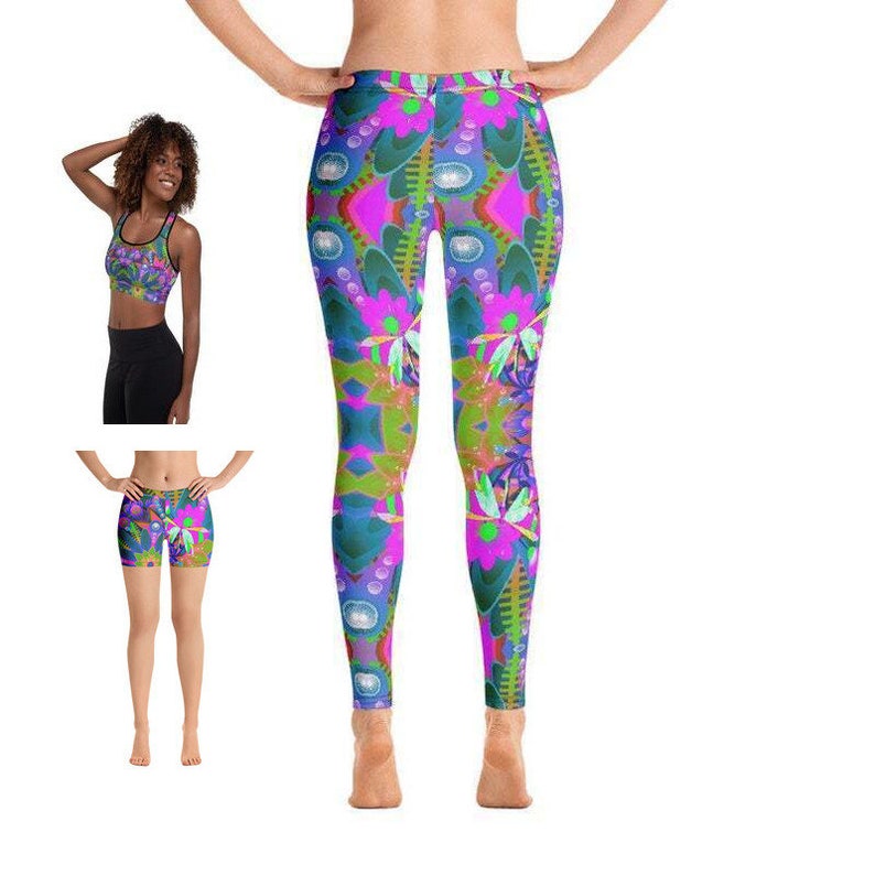 Fitness Gymnastics Cheerleader Dancer. Fitness Women Shorts Flowers Accessories Gifts Psychedelic Workout Floral Yoga Designer