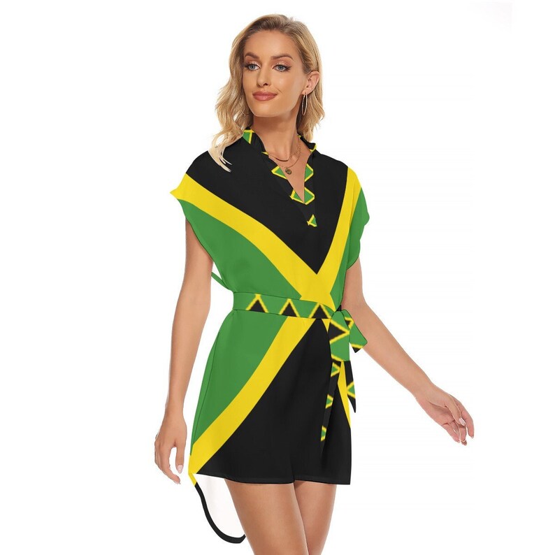 Robe jamaïcaine avec ceinture, femmes, dames, adolescents, cadeaux, Jamaïque, imprimé, design. image 1