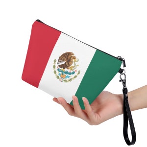 Mexikanische Flagge Kosmetiktasche, Schwarzer Henkel, Mexiko Flagge, Design, Damen, Teenager, Mädchen, Erwachsene, Geschenke, Bekleidung, Fußball, Fußball, Merch