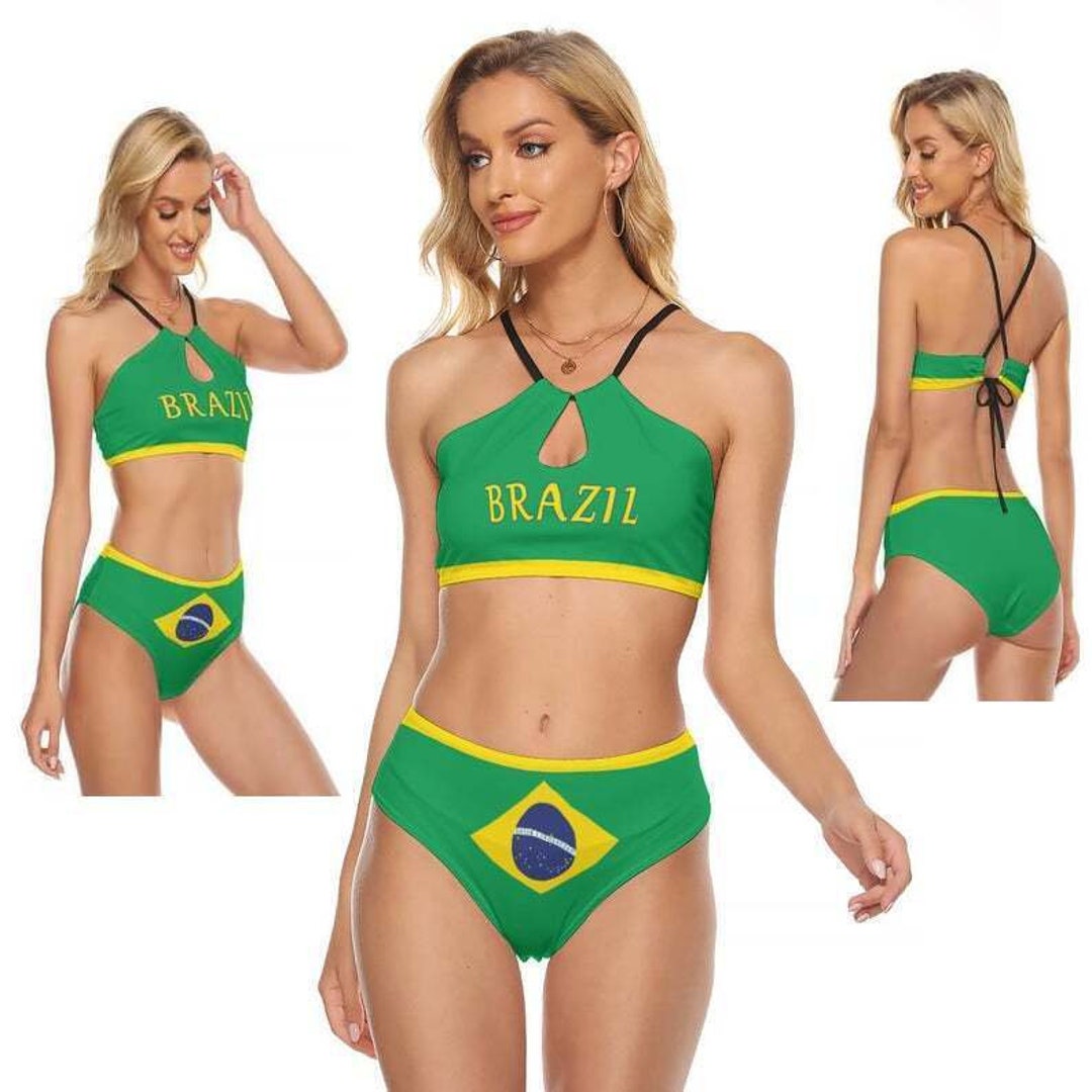  Bikini Brazil Flag Bathing Suit Women's Swimwear Bikini  Swimming Costume Tummy Control Swimsuits XS : Clothing, Shoes & Jewelry
