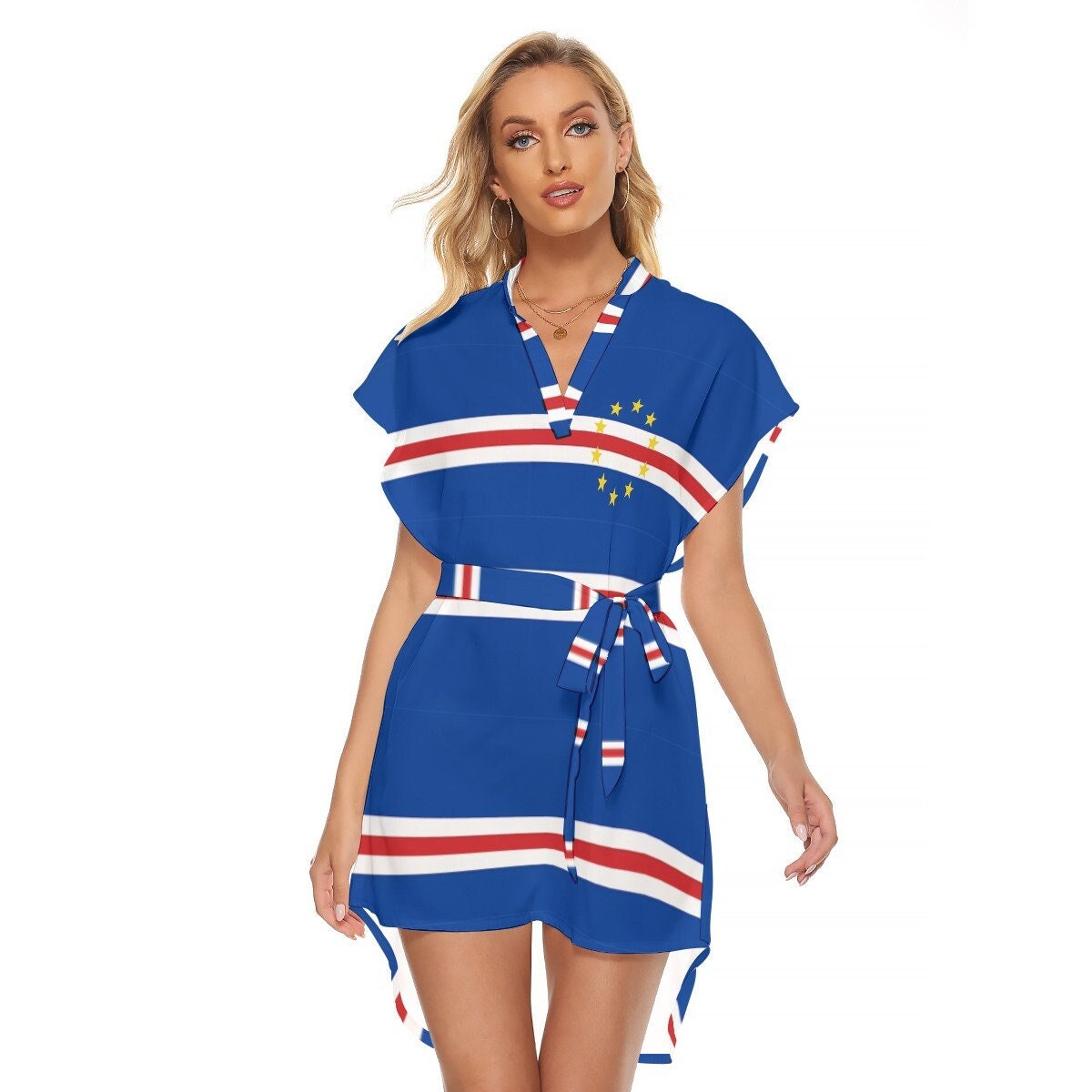 Robe longue décolleté en V léger - Bleu Marine Anne Sophie