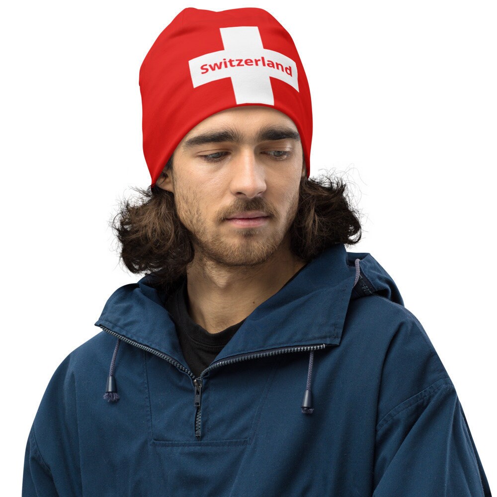 Switzerland Beanie, Gifts, For, Men, Women, ladies, Swiss, Flag, Ski, Football, Sports, Fisherman, Hiking, Jogging, Workout, Alpes, Design
