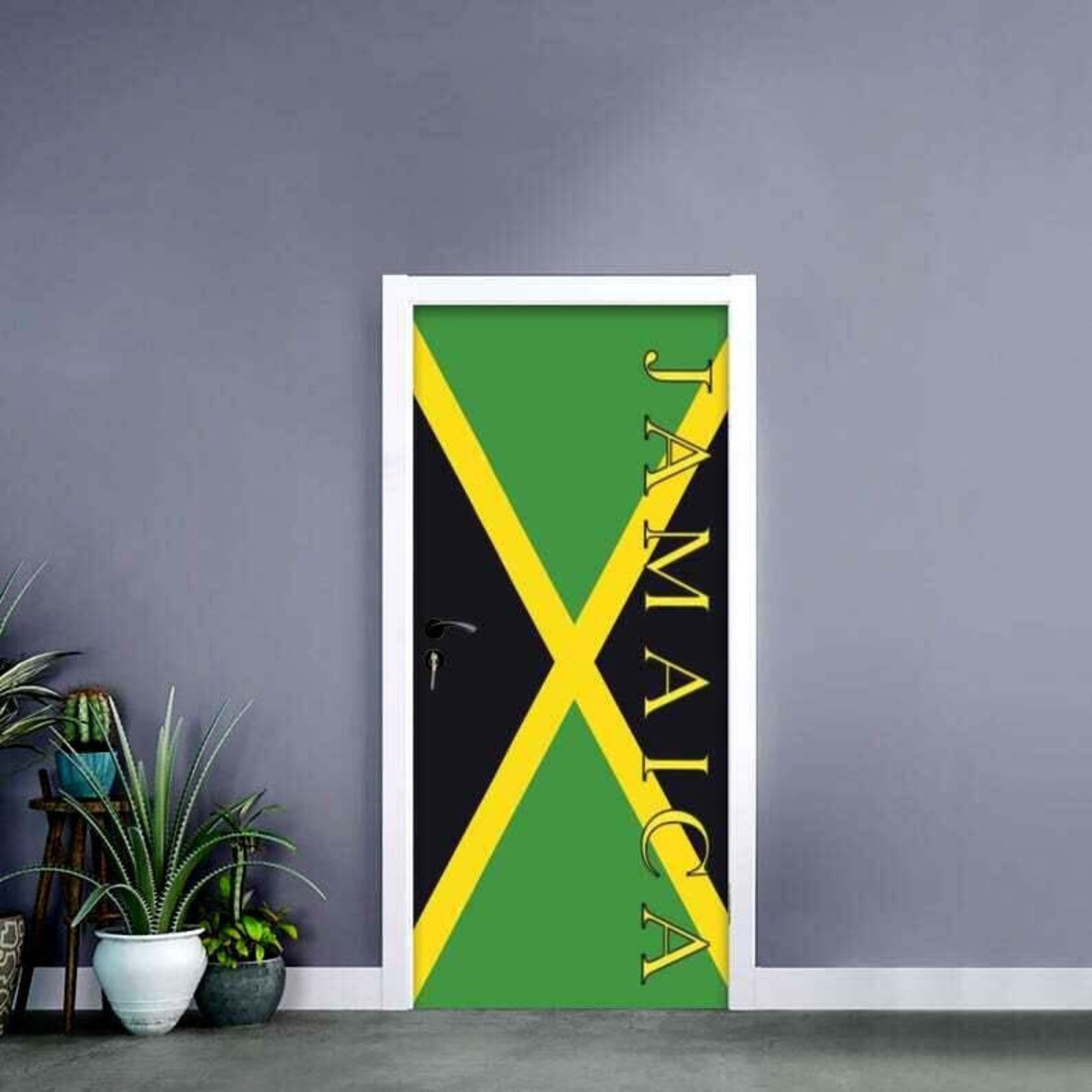 Jamaican Flag Door Stickers Decals Selfadhesive Jamaica Etsy