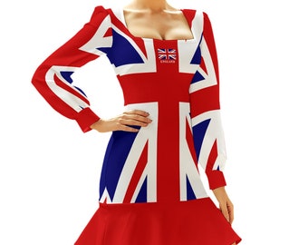 Union Jack Dress, British, Flag, Women, Ladies, Teens, Girls, England, Gifts, Apparel, UK, United Kingdom, Flag, Design, Common Wealth Flag.