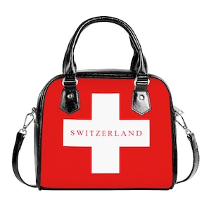 Bolsa com bandeira suíça, bandeira suíça, design, presentes, mulheres, senhoras, meninas, adolescentes, adultos, futebol, futebol, viagens, Alpes, Zurique.