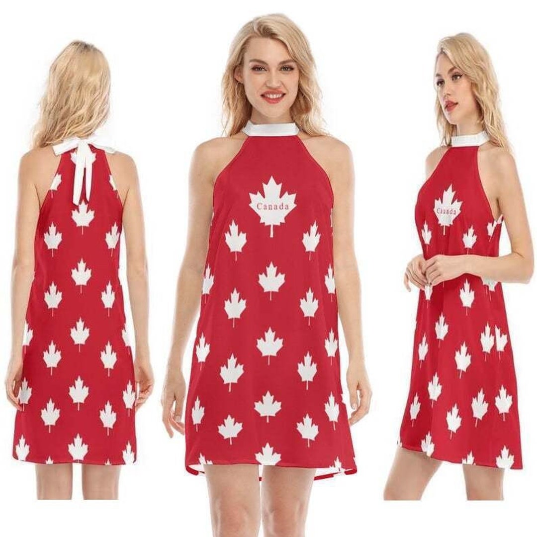 Canada Flag Women Dress, Canadian Flag, Ladies, Girls, Gifts, Design, Toronto, Vancouver, Merch