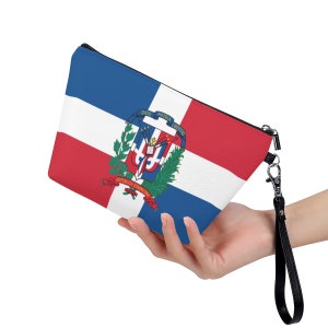 Bolsa cosmética com bandeira da República Dominicana, alça preta, bandeira da República Dominicana, design, senhoras, adolescentes, meninas, adultos, presentes, roupas.