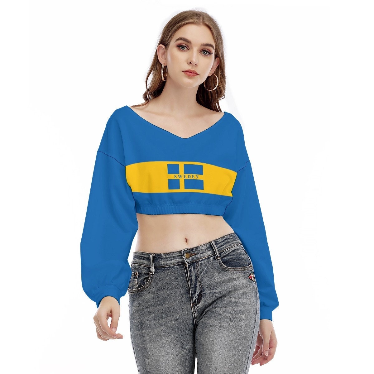 Sweden Sweatshirt, Cropped, Women, Teens, Girls, Gifts, Crop, Flag, Swedish, Design, Print.