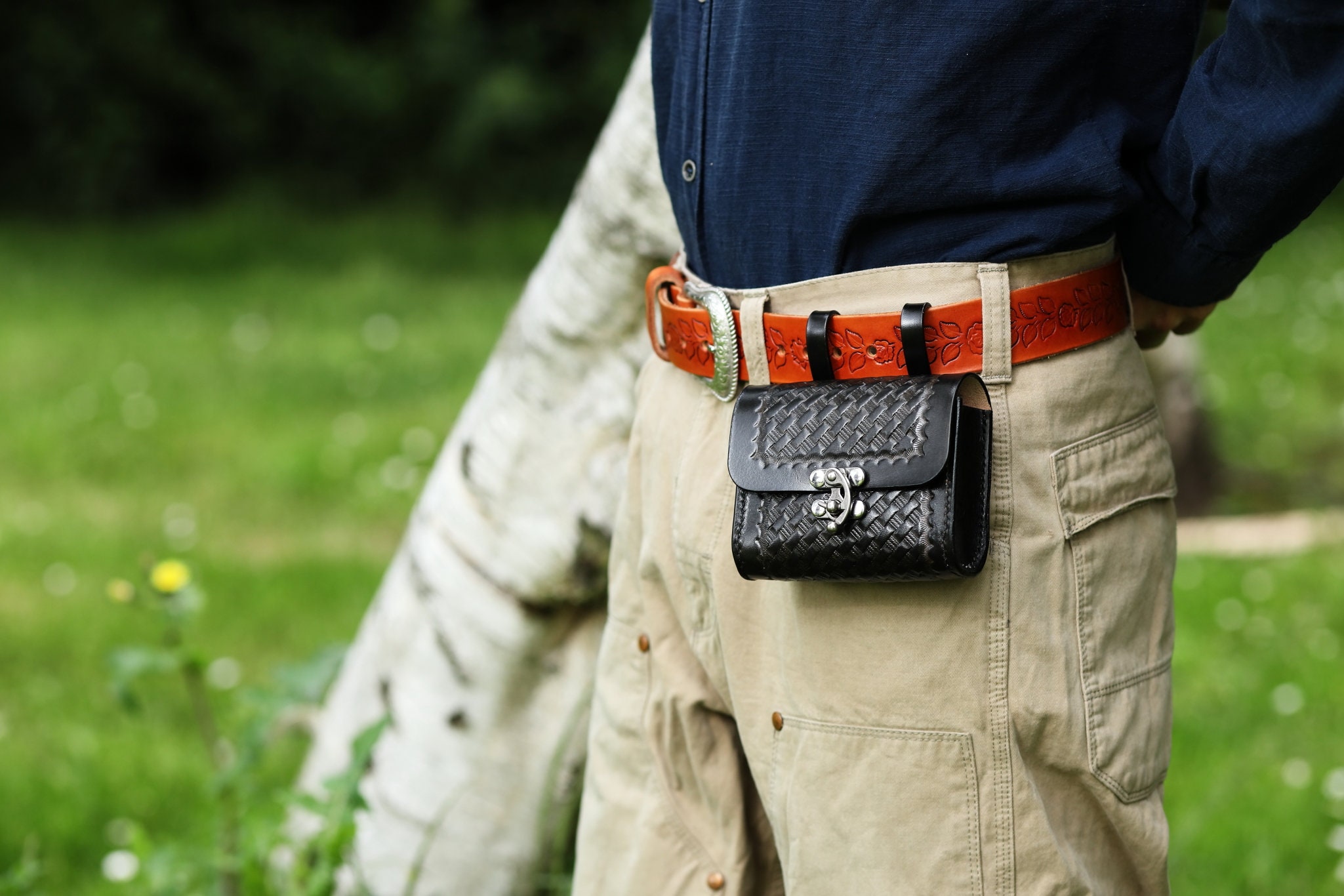 Leather belt pouch archery reenactment trekking outdoor Etsy