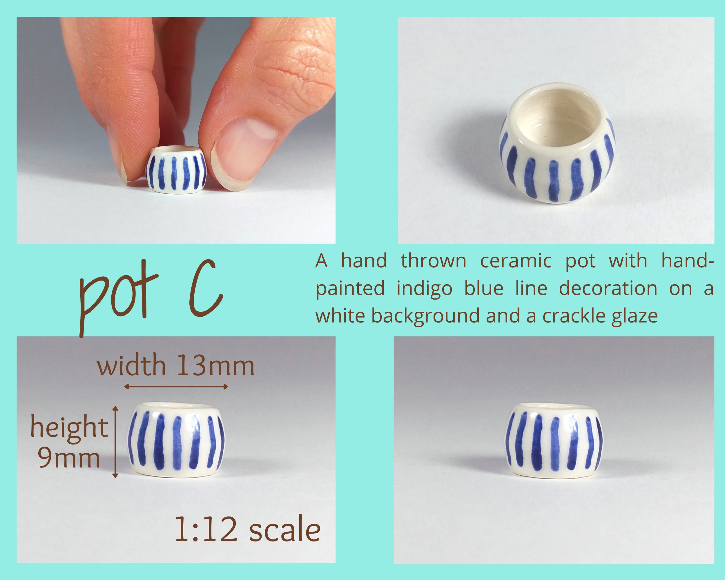 1 12 Scale Miniature Miniature Ceramic Retro Plant Pots Mid Century