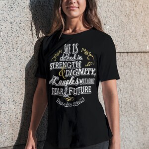 Proverbs 31:25 SVG, She is Clothed in Strength and Dignity, Laughs Without Fear, Inspirational Christian Woman Gift, Bible Verse Religious