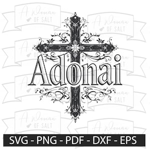 Adonai Svg Png Eps Pdf Dxf Christian Faith Graphics Sublimation Digital Files Download for Crafting and Design Projects