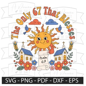Retro Psalm 67 Svg Kristen Bibelvers Design Den enda 67 som välsignar religiös tro Solgrafik Png Eps Pdf Dxf