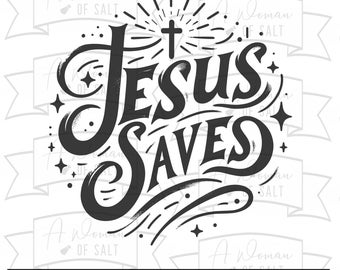 Jesus rettet - Christliche Digitale Dateien zwar, Png, Eps, Pdf, Dxf | Bibelkunst, Glaubensvers, Kreuzdesign | Perfekt zum Basteln & Verschenken