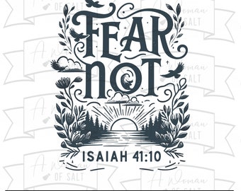 No temas Isaías 41:10 Descarga digital, Christian Svg/png/eps/pdf/dxf Archivos Versículo bíblico EPS Escritura Arte digital Fe sobre el miedo espiritual