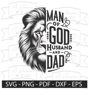 Christian Dad Digital Files Svg, Png, Eps, Pdf, Dxf | Man of God, Husband Art | Jesus Svg, Bible Verse | Christian Father's Day Gift