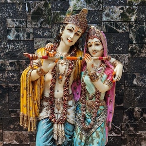 Radha Krishna Statue | 11 Inch | Radha Krishna Together Idol | Lakshmi Narayan | God of love | Hindu God Goddess | Divine Couple | Gift |
