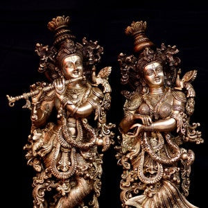 30&quot;Radha Krishna | Big Brass Radha Krishna | Jugal Jodi standing Krishna Radha| Vishnu Lakshmi Idol | Hare Krishna Idol | Divine Couples |