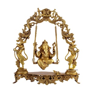 Lord Ganesh | Brass Swing Ganesh | Ganesha Decor Gift | Large Ganesh Murti | Hindu Elephant God | Ganpati Idol | Diwali Decor | Divine art |