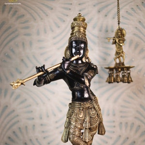 Krishna Statue | 60 CM Large Brass Lord Krishna Statue | Flute Krishna | Standing Krishna Idol | God of love | Hare Krishna Idol | Narayana