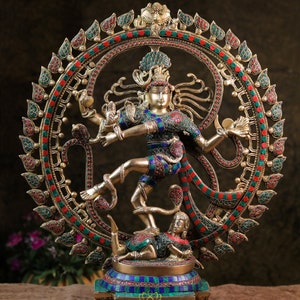 Nataraja Statue | 51CM Large Natraj Statue | Lord Shiva Statue | Dancing Shiva Statue | Lord of the Dance |Brass Nataraja With Inlay Stone |