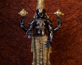Brass Tirupati Balaji Idol: Venkateswara Statue, Double Finish (47cm)
