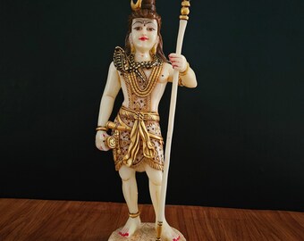 銅製のシヴァ神像（三叉槍を持つ）：ヒンドゥー教の神偶像（21x17x9 cm