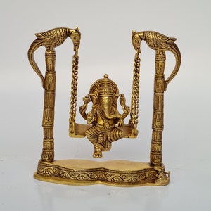 Swing Ganesha | Brass Swing Ganesh | Lord Ganapati Jhoola | Parrot Swing Ganesha | Diwali Decorations |Religious Decor | God of Happiness |