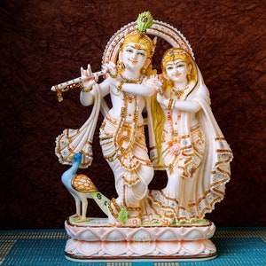 Radha Krishna Statue | 46 CM | Dancing Radha Krishna Idol | Lakshmi Narayan Statue | God of love | Hindu God Goddess | Divine Couple God |