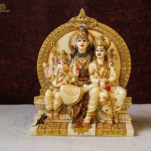 Shiv Parivar Idol: Cultured Marble Shiva Family Statue