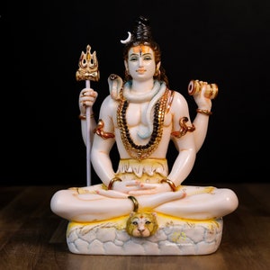 21 CM Shiva Statue | Lord Shiva Statue | Meditating Shiva Statue | Marble Shiva | Adiyogi Shiva | God of divine Energy | Mahadeva | Shankara