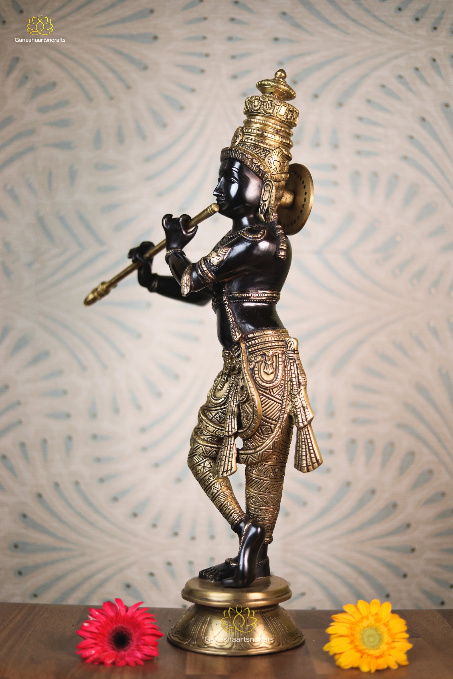 Krishna Statue 60 CM Large Brass Lord Krishna Statue Flute Etsy