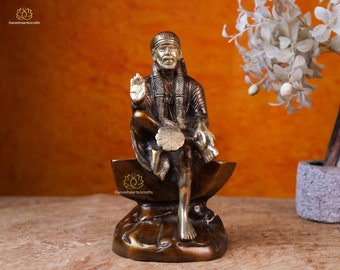 Sai Baba Statue | Shirdi Sai Baba | Pure Brass Sai Baba Statue | Sai Baba of Shirdi | Sri DattaGuru | 21 cm | Hindu & Muslim Devotee |