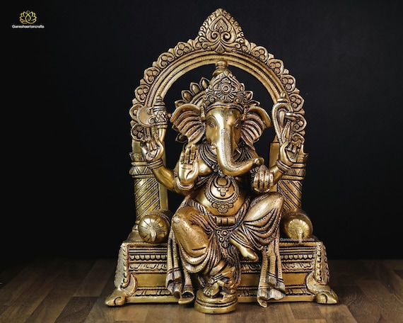 大型真鍮製ガネーシャ像：インドの幸運の神（42 CM） - Etsy 日本