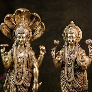 Vishnu Lakshmi Statue | Large Vishnu Laxmi Idol | Hindu Trinity | Hindu God Goddess | Lakshmi Goddess Statue | Goddess of wealth | 45 CM |