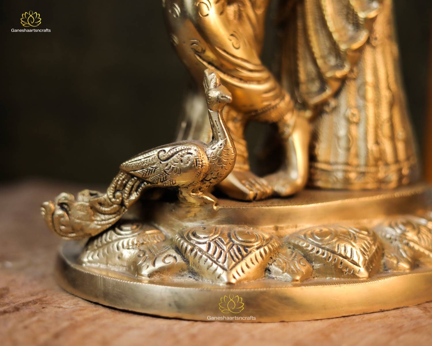 16インチ真鍮製ラーダー・クリシュナ像：神聖な夫婦の彫刻 - Etsy 日本