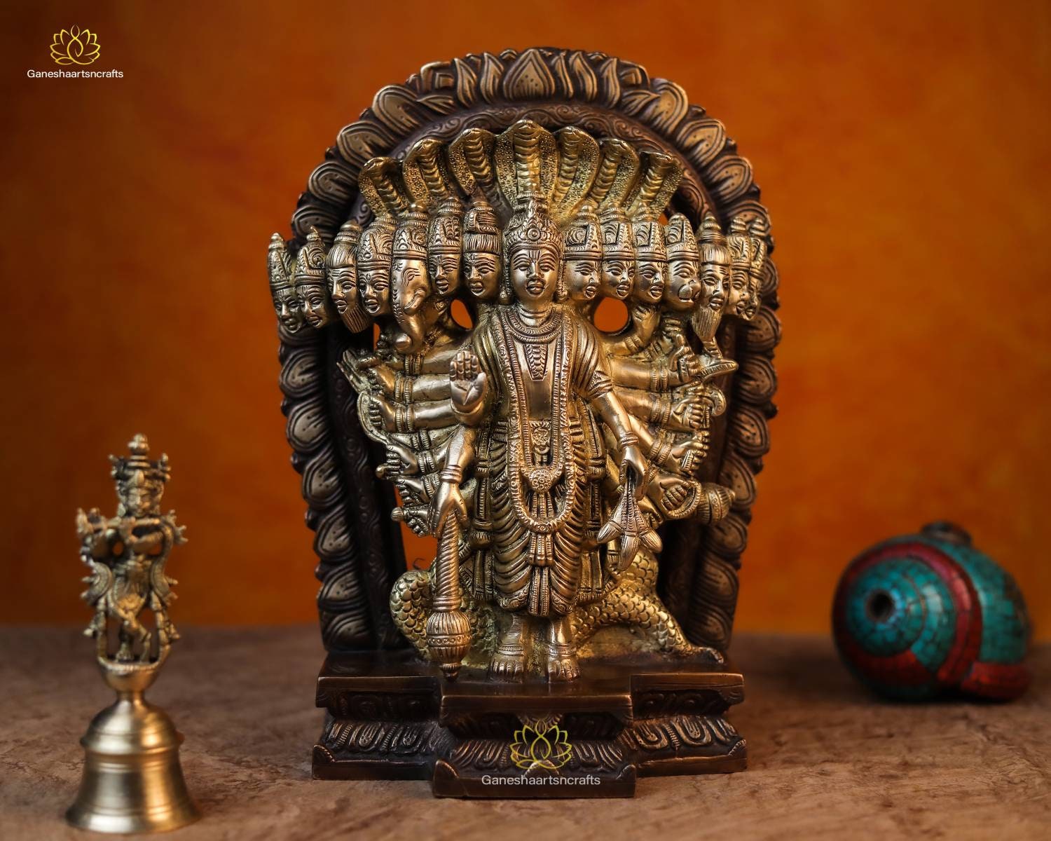 ダッタトレーヤ（ヴィシュヌ・シヴァ・ブラフマー）像 金属製 4cm