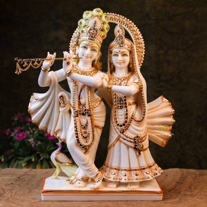Radha Krishna Statue | 36 CM | Dancing Radha Krishna Idol | Lakshmi Narayan Statue | Wedding Gift | Hindu God Goddess | Divine Couple God |