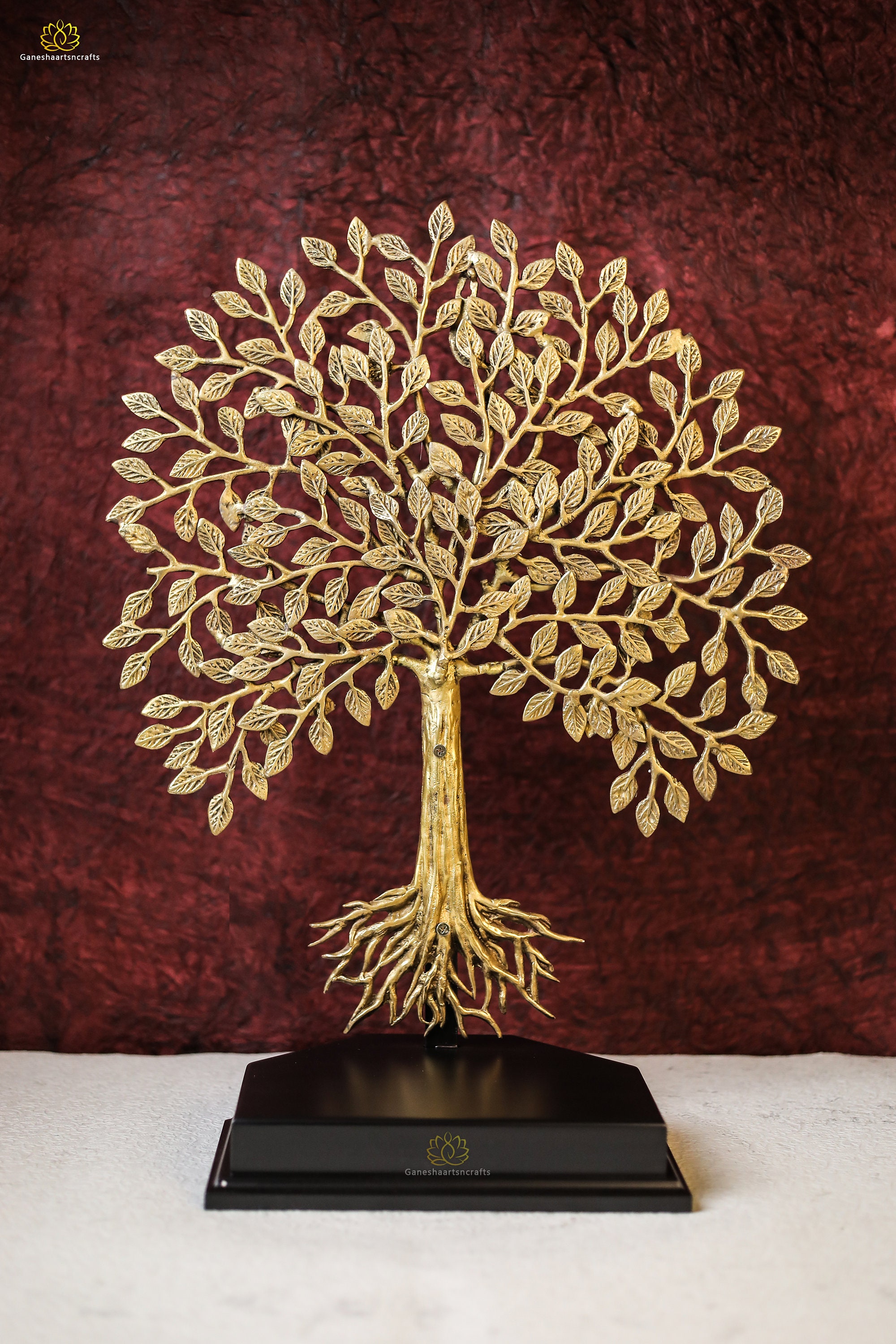 黄金菩提樹葉 アンティーク　金色 真鍮製菩提樹仏像（木製台座付き、高さ52cm） - Etsy 日本