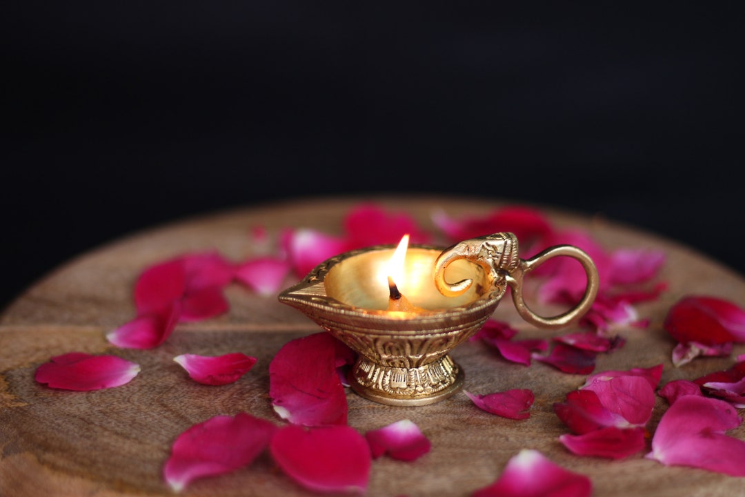 Metal Diya With Pearls, Diwali Decor, Indian Wedding Favors