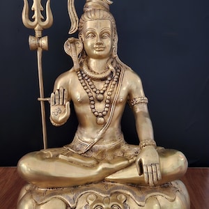 Lord Shiva Statue | Bras Large Shiva Idol | Meditating Shiva Statue | ShivShankara | Adiyogi Shiva  | Mahadeva | Shankar - 45 Cm Tall |